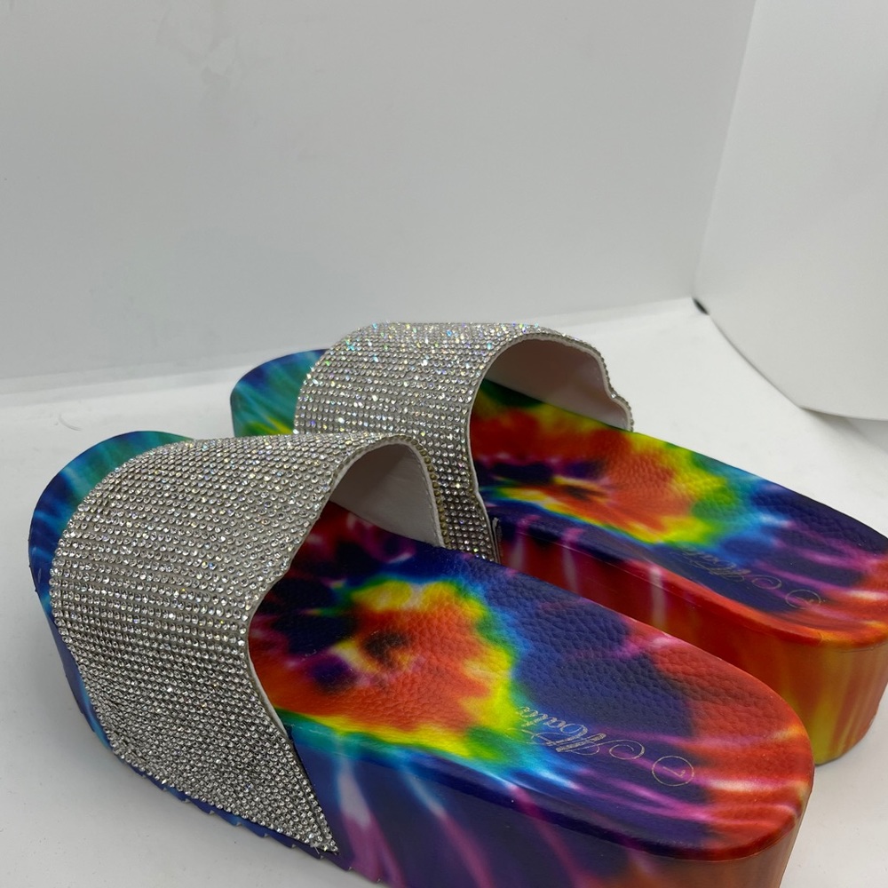 Women’s Summer Multicolor Rhinestone Slide Sandals - Picture 3 of 7